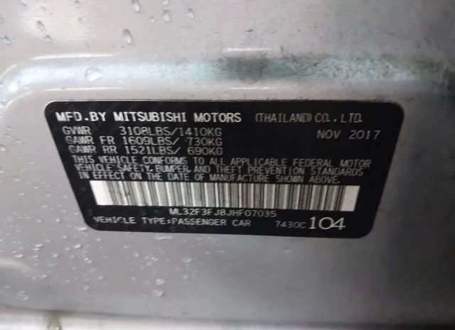 Photo 8 VIN: ML32F3FJ8JHF07035 - MITSUBISHI MIRAGE 