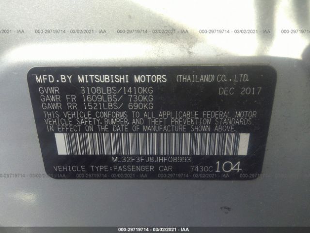 Photo 8 VIN: ML32F3FJ8JHF08993 - MITSUBISHI MIRAGE G4 