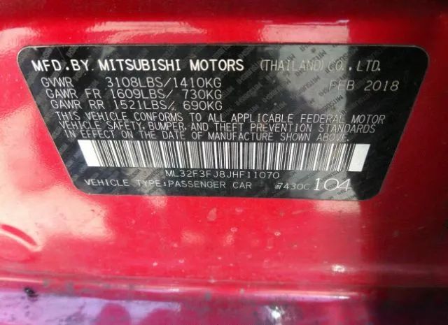 Photo 8 VIN: ML32F3FJ8JHF11070 - MITSUBISHI MIRAGE G4 