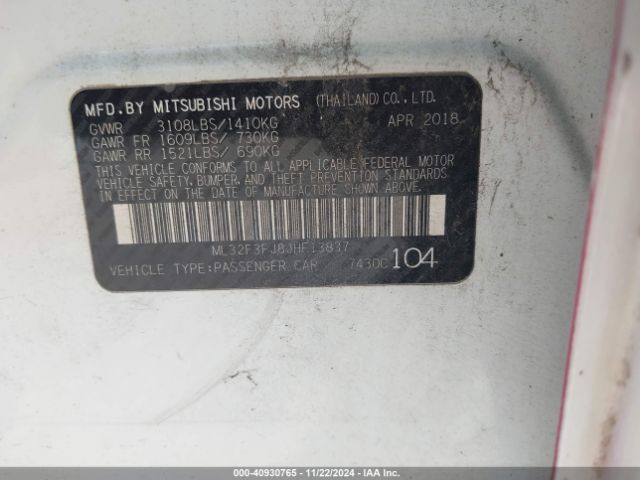 Photo 8 VIN: ML32F3FJ8JHF13837 - MITSUBISHI MIRAGE G4 