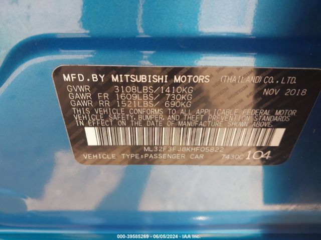 Photo 8 VIN: ML32F3FJ8KHF05822 - MITSUBISHI MIRAGE G4 