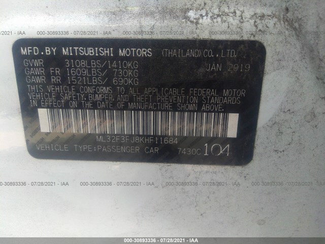 Photo 8 VIN: ML32F3FJ8KHF11684 - MITSUBISHI MIRAGE G4 