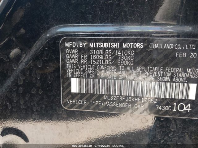 Photo 8 VIN: ML32F3FJ8KHF12852 - MITSUBISHI MIRAGE G4 