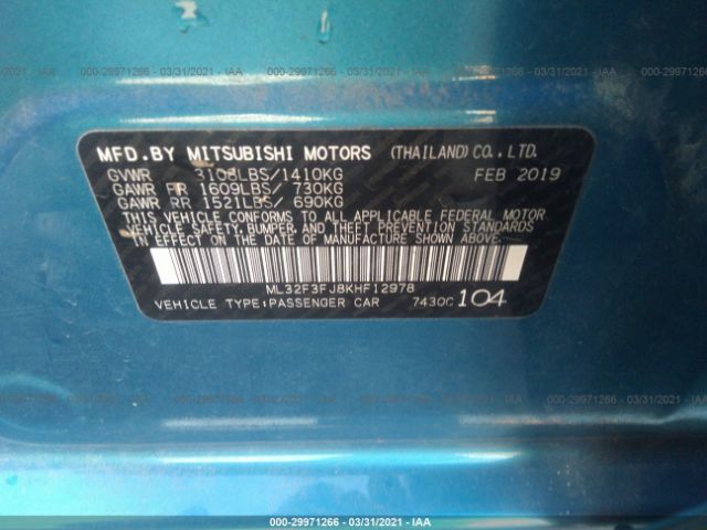 Photo 8 VIN: ML32F3FJ8KHF12978 - MITSUBISHI MIRAGE G4 