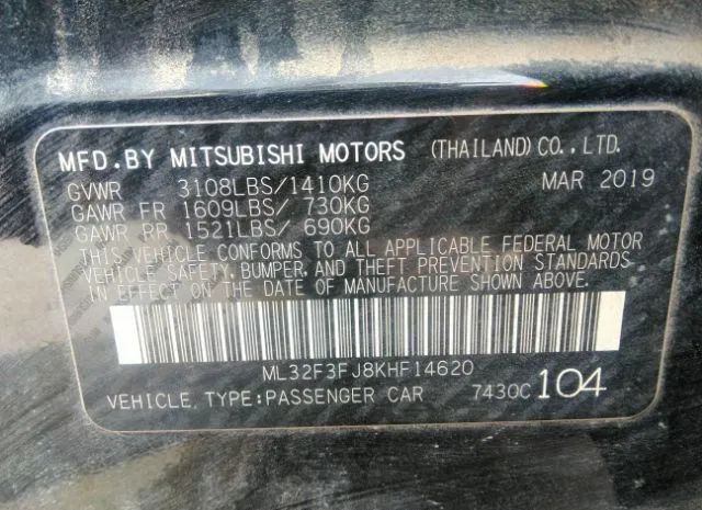 Photo 8 VIN: ML32F3FJ8KHF14620 - MITSUBISHI MIRAGE 