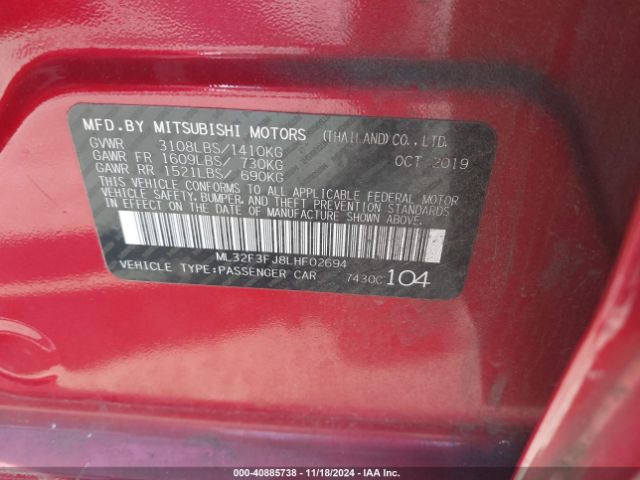 Photo 8 VIN: ML32F3FJ8LHF02694 - MITSUBISHI MIRAGE G4 