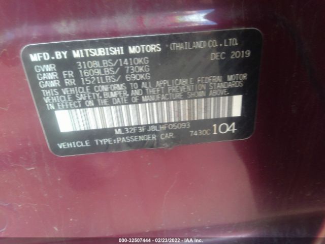 Photo 8 VIN: ML32F3FJ8LHF05093 - MITSUBISHI MIRAGE G4 