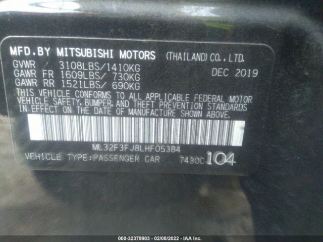 Photo 8 VIN: ML32F3FJ8LHF05384 - MITSUBISHI MIRAGE G4 