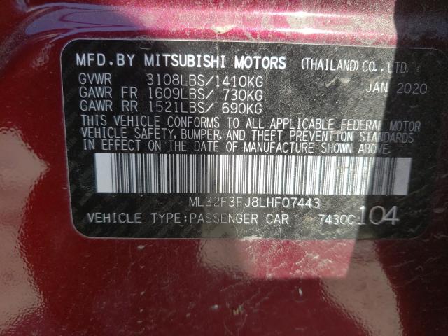 Photo 9 VIN: ML32F3FJ8LHF07443 - MITSUBISHI MIRAGE G4 