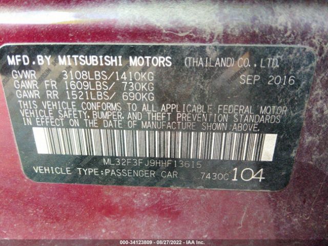 Photo 8 VIN: ML32F3FJ9HHF13615 - MITSUBISHI MIRAGE G4 