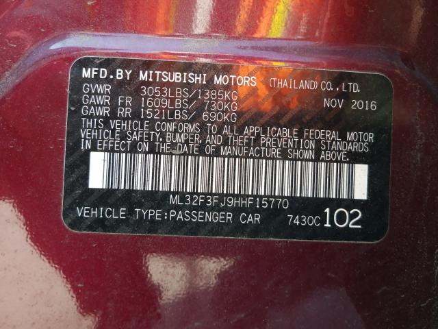 Photo 9 VIN: ML32F3FJ9HHF15770 - MITSUBISHI MIRAGE G4 