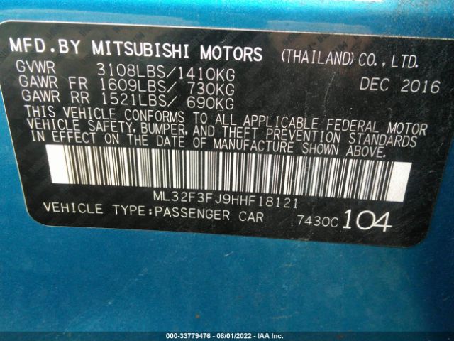 Photo 8 VIN: ML32F3FJ9HHF18121 - MITSUBISHI MIRAGE G4 