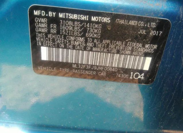 Photo 8 VIN: ML32F3FJ9JHF00840 - MITSUBISHI MIRAGE G4 