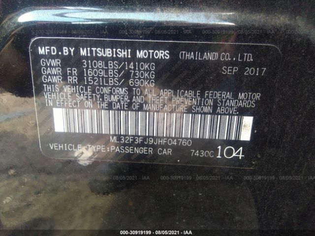 Photo 8 VIN: ML32F3FJ9JHF04760 - MITSUBISHI MIRAGE G4 