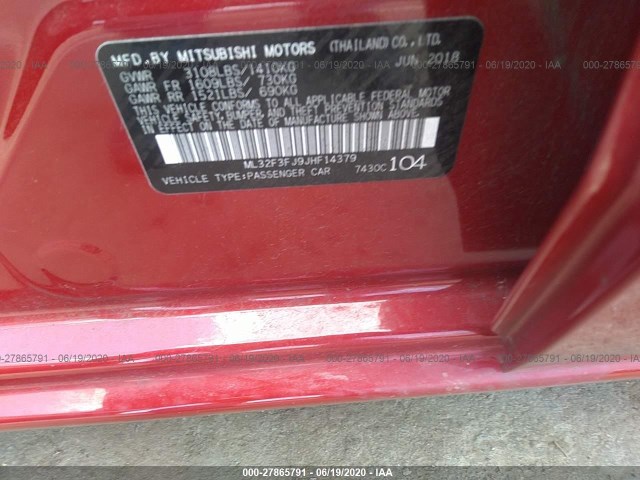 Photo 8 VIN: ML32F3FJ9JHF14379 - MITSUBISHI MIRAGE G4 