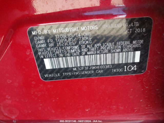 Photo 8 VIN: ML32F3FJ9KHF03383 - MITSUBISHI MIRAGE G4 