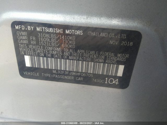 Photo 8 VIN: ML32F3FJ9KHF06705 - MITSUBISHI MIRAGE G4 