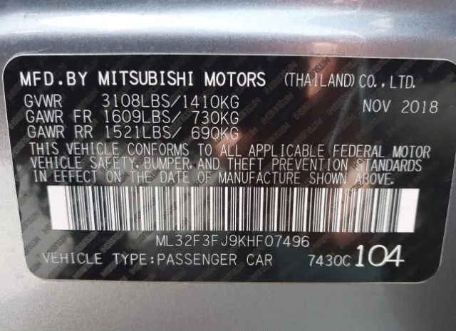 Photo 8 VIN: ML32F3FJ9KHF07496 - MITSUBISHI MIRAGE G4 