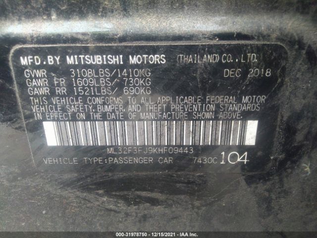 Photo 8 VIN: ML32F3FJ9KHF09443 - MITSUBISHI MIRAGE G4 