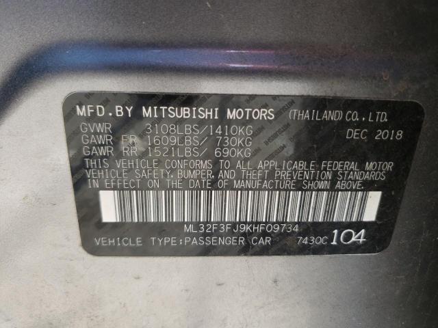 Photo 9 VIN: ML32F3FJ9KHF09734 - MITSUBISHI MIRAGE G4 