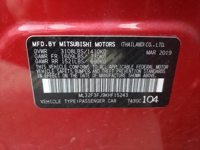 Photo 9 VIN: ML32F3FJ9KHF15243 - MITSUBISHI MIRAGE G4 