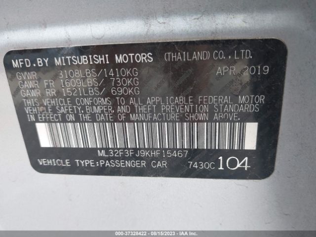 Photo 8 VIN: ML32F3FJ9KHF15467 - MITSUBISHI MIRAGE G4 