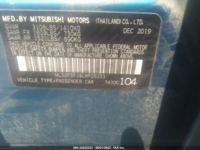 Photo 8 VIN: ML32F3FJ9LHF05233 - MITSUBISHI MIRAGE G4 