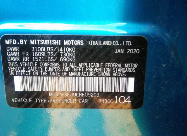 Photo 8 VIN: ML32F3FJ9LHF09203 - MITSUBISHI MIRAGE G4 