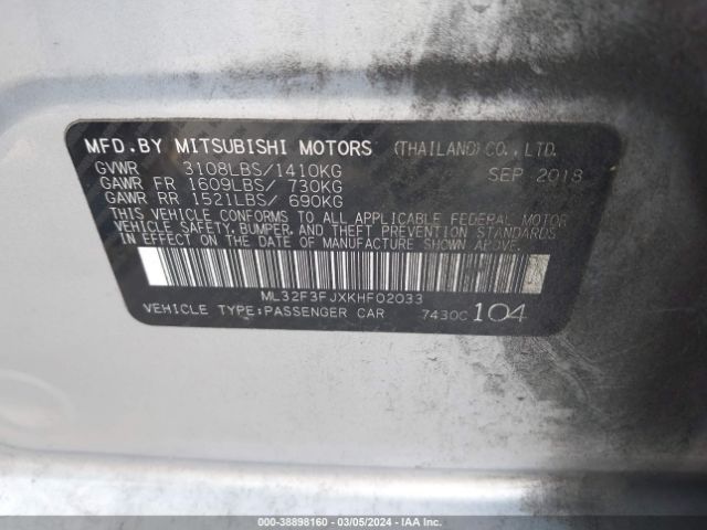 Photo 8 VIN: ML32F3FJXKHF02033 - MITSUBISHI MIRAGE G4 