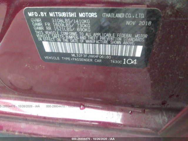 Photo 8 VIN: ML32F3FJXKHF06180 - MITSUBISHI MIRAGE G4 