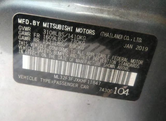 Photo 8 VIN: ML32F3FJXKHF11847 - MITSUBISHI MIRAGE G4 