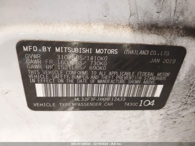 Photo 8 VIN: ML32F3FJXKHF12433 - MITSUBISHI MIRAGE G4 