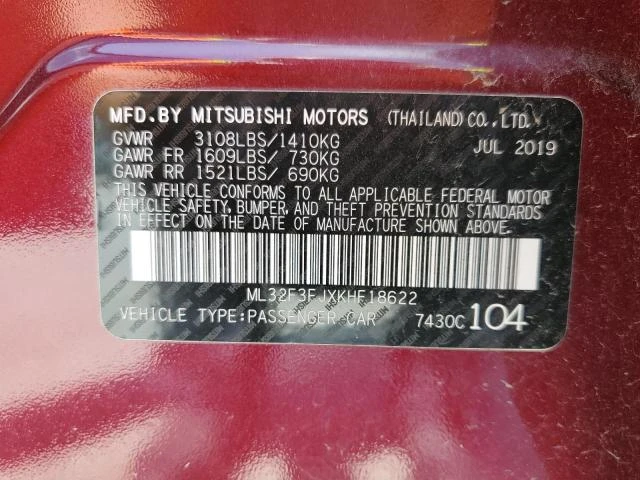 Photo 11 VIN: ML32F3FJXKHF18622 - MITSUBISHI MIRAGE G4 