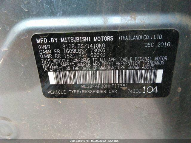 Photo 8 VIN: ML32F4FJ0HHF17381 - MITSUBISHI MIRAGE G4 