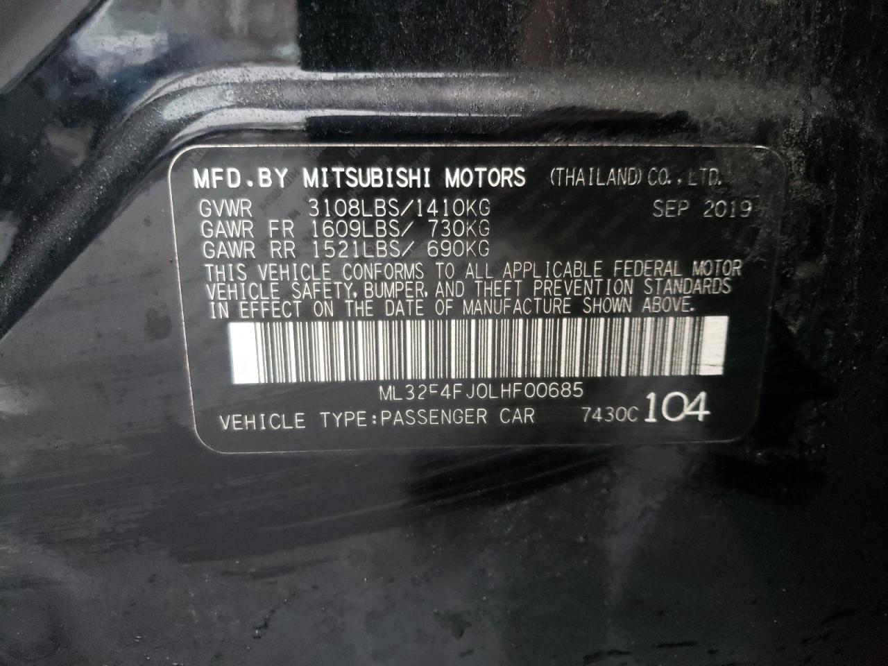 Photo 11 VIN: ML32F4FJ0LHF00685 - MITSUBISHI MIRAGE 