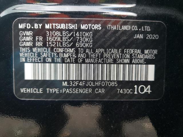 Photo 11 VIN: ML32F4FJ0LHF07085 - MITSUBISHI MIRAGE 