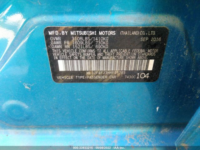 Photo 8 VIN: ML32F4FJ3HHF13793 - MITSUBISHI MIRAGE G4 