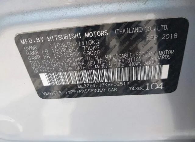 Photo 8 VIN: ML32F4FJ3KHF02512 - MITSUBISHI MIRAGE 