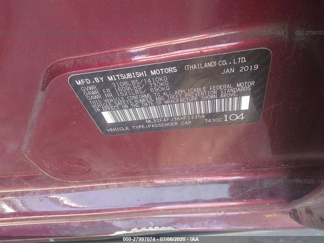 Photo 8 VIN: ML32F4FJ3KHF12358 - MITSUBISHI MIRAGE G4 