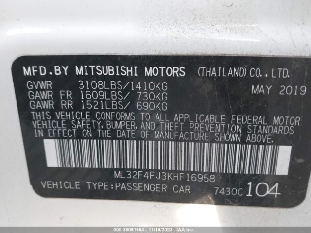 Photo 8 VIN: ML32F4FJ3KHF16958 - MITSUBISHI MIRAGE G4 