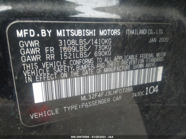 Photo 8 VIN: ML32F4FJ3LHF07288 - MITSUBISHI MIRAGE 