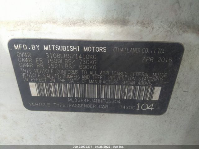 Photo 8 VIN: ML32F4FJ4HHF05704 - MITSUBISHI MIRAGE G4 