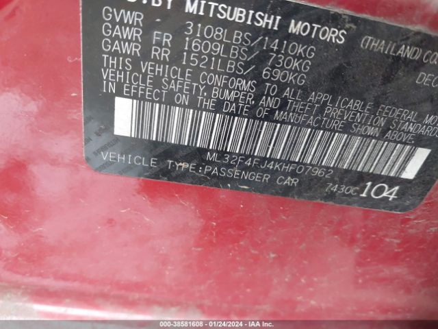 Photo 8 VIN: ML32F4FJ4KHF07962 - MITSUBISHI MIRAGE G4 