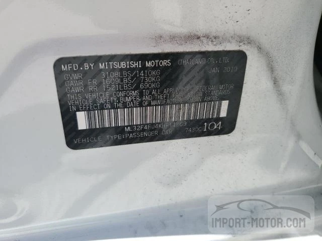 Photo 11 VIN: ML32F4FJ4KHF11669 - MITSUBISHI MIRAGE 