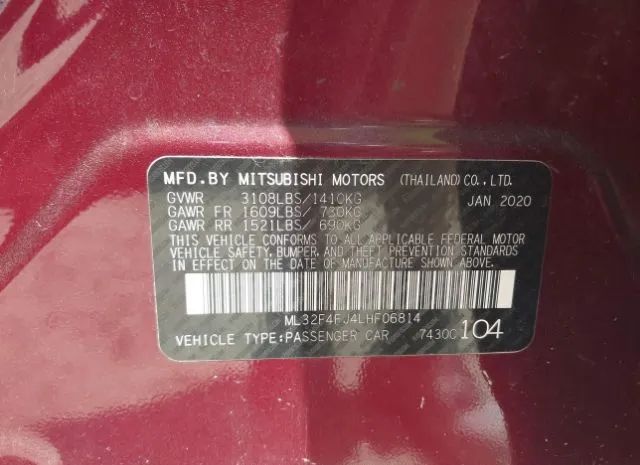 Photo 8 VIN: ML32F4FJ4LHF06814 - MITSUBISHI MIRAGE 