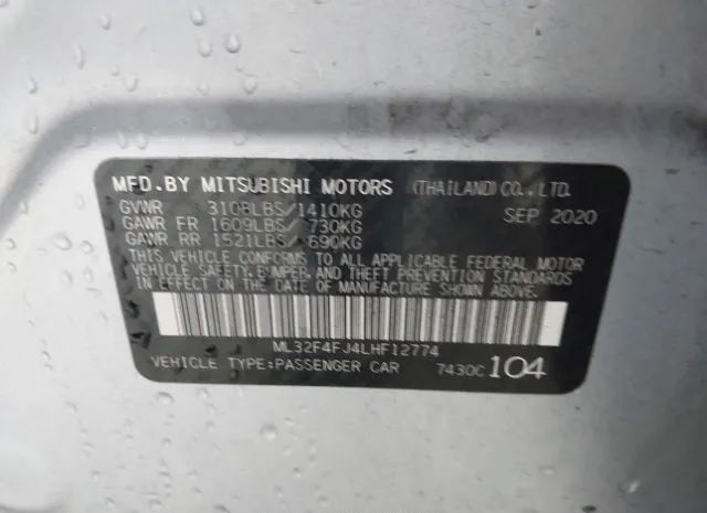 Photo 8 VIN: ML32F4FJ4LHF12774 - MITSUBISHI MIRAGE 