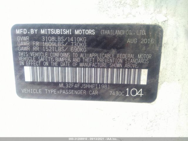 Photo 8 VIN: ML32F4FJ5HHF11981 - MITSUBISHI MIRAGE G4 