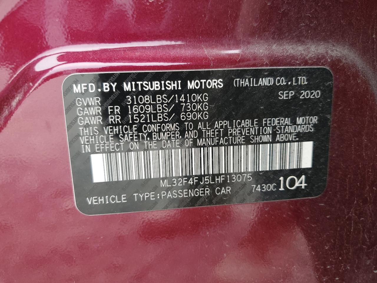 Photo 11 VIN: ML32F4FJ5LHF13075 - MITSUBISHI MIRAGE 