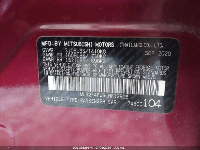 Photo 8 VIN: ML32F4FJ6LHF12906 - MITSUBISHI MIRAGE G4 