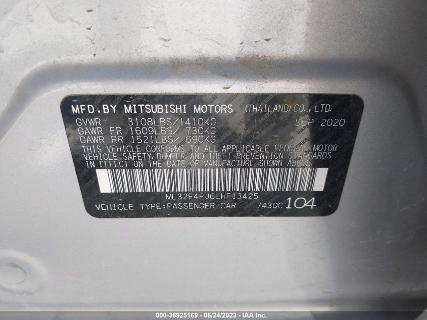 Photo 8 VIN: ML32F4FJ6LHF13425 - MITSUBISHI MIRAGE 